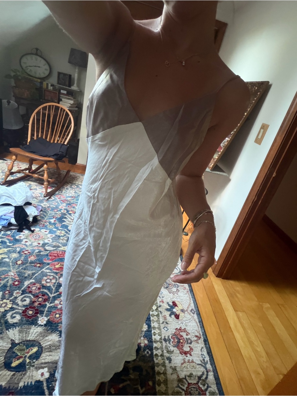 Forever 21 Two-Tone Slip Maxi Dress in White and Taupe
